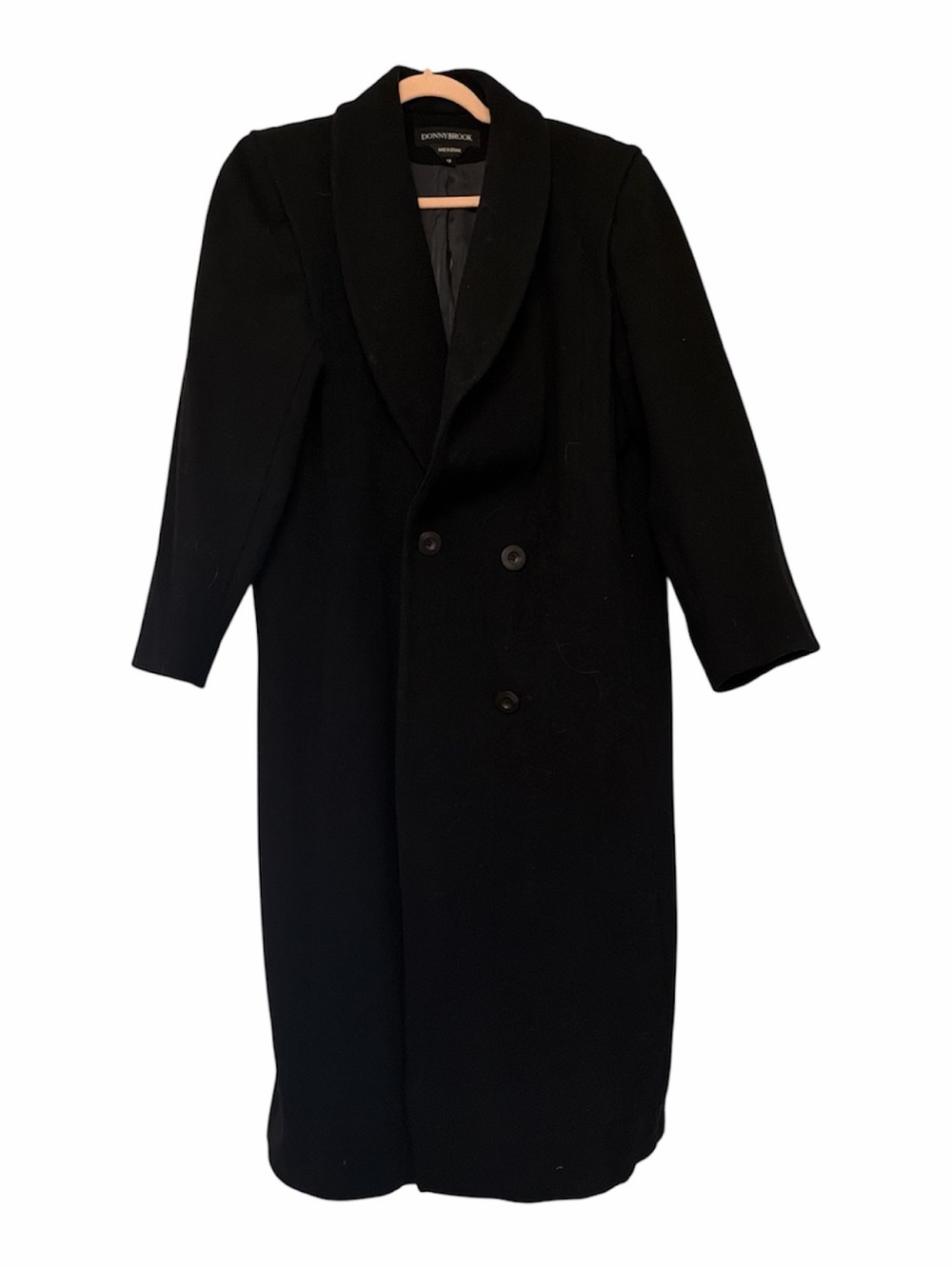 Donnybrook Black Double-Breasted Long Trench Coat